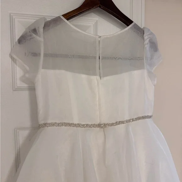 David’s Bridal Girls Sz 14 White Flower Girl/Daughter of the Bride Wedding Dress - Picture 5 of 11